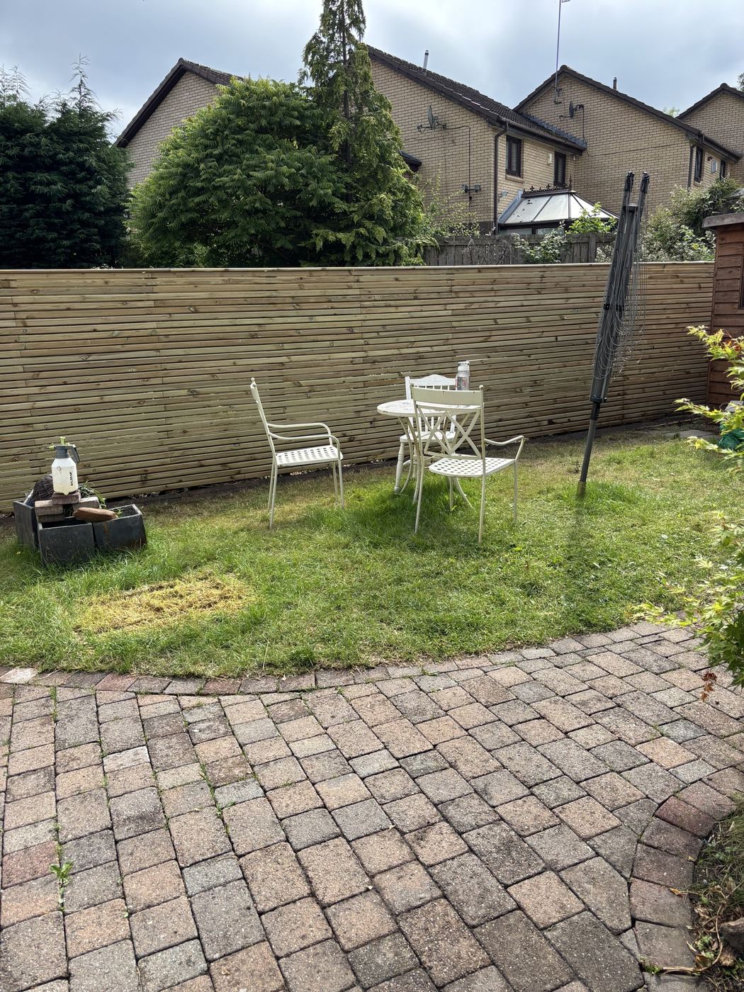 Slatted fence beside the seating area